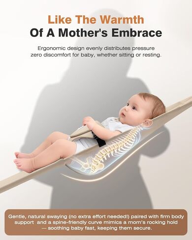 Baby Bouncer, Bouncer Seat for Babies 0-12 Months, Ergonomic Rocking Chair with Detachable Hanging Bar, 3-Height Adjustments, Foldable & Portable Infant Rocker, Machine Washable Fabric (Beige) in Kuwait
