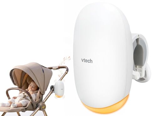 VTech Baby Stroller Rocker & Sleep Soother, Portable, Hands-Free & Rechargeable, 3-Level Rocking, Amber Night Light, IPX2, Auto-Off Timer, Universal for Strollers, Prams, Car Seats & Cribs, V-Hush VR1 in Kuwait
