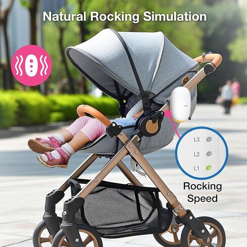 VTech Baby Stroller Rocker & Sleep Soother, Portable, Hands-Free & Rechargeable, 3-Level Rocking, Amber Night Light, IPX2, Auto-Off Timer, Universal for Strollers, Prams, Car Seats & Cribs, V-Hush VR1 in Kuwait