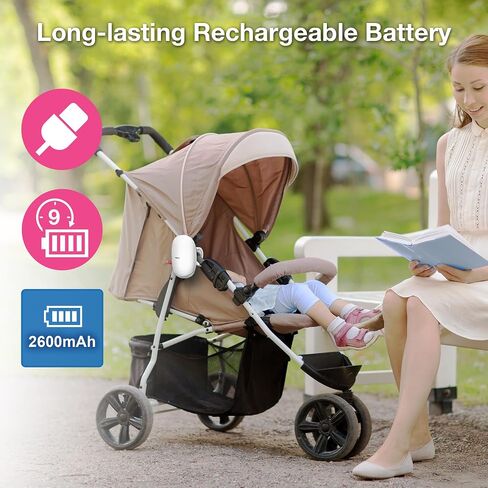 VTech Baby Stroller Rocker & Sleep Soother, Portable, Hands-Free & Rechargeable, 3-Level Rocking, Amber Night Light, IPX2, Auto-Off Timer, Universal for Strollers, Prams, Car Seats & Cribs, V-Hush VR1 in Kuwait