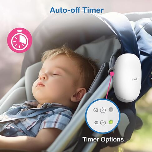 VTech Baby Stroller Rocker & Sleep Soother, Portable, Hands-Free & Rechargeable, 3-Level Rocking, Amber Night Light, IPX2, Auto-Off Timer, Universal for Strollers, Prams, Car Seats & Cribs, V-Hush VR1 in Kuwait