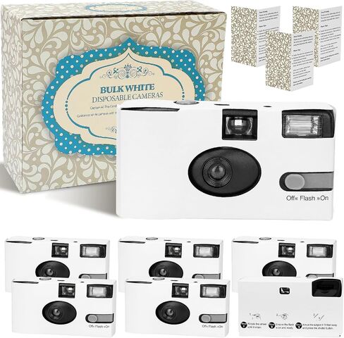 6 Pack Disposable Cameras Bulk for Wedding with Upgraded 35mm Film, Eucalyptus Single-Use Disposable Camera with Flash, ISO 400 17 Exposures for Outdoor Travel Gathering Anniversary Birthday in Kuwait