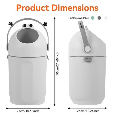 2026 Tall Diaper Pail with Odor-Sealing Flap, 15L Capacity Baby Garbage Can Designed for Stinky Diapers, Quiet Round Trash Can with Easy Open Handle for Nursery Bathroom Living Room Use Grey in Kuwait