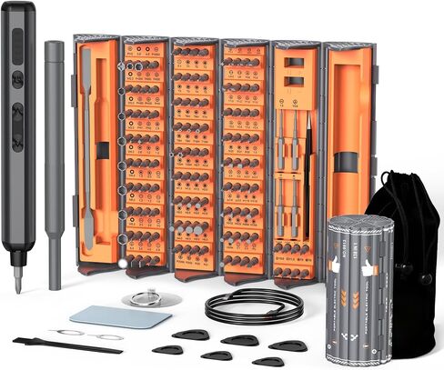 138-IN-1 Electric Screwdriver Set Cordless with 120 Precision Bits | Rechargeable Screw Driver with LED Light Magnetic Storage Home Repair Tool Kit for Electronics, Camera, Watch, PC RC in Kuwait