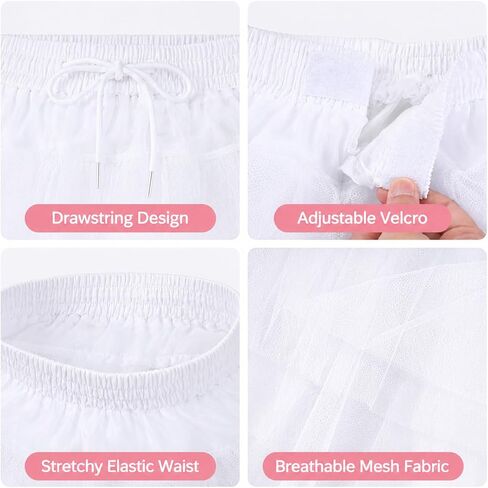 Girls Tulle Petticoat Underskirt, 3 Layers Tulle Crinoline White | Elastic Waist Hoopless Petticoat for Party, Wedding, Pageant & Dress Up in Kuwait