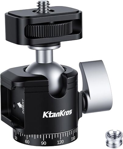 Universal 1/4" Mini Ball Head, Cold Shoe Mount, 360° Panoramic DSLR Camera Tripod Mount, 5.5lb Load, Aluminum Alloy, for Action Cam, Smartphone, Monitor, Microphone, LED Light, Vlog in Kuwait