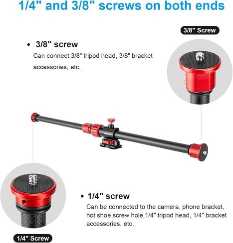 Fomito Adjustable Overheadhoting Cross Arm, Carbon Fiber and Aluminum Alloy, 32", 1/4" and 3/8" Screws, 11 lbs Load Capacity, for Product Photography and Live Top View in Kuwait