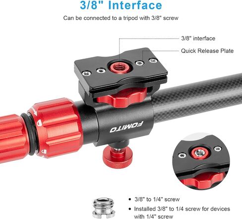 Fomito Adjustable Overheadhoting Cross Arm, Carbon Fiber and Aluminum Alloy, 32", 1/4" and 3/8" Screws, 11 lbs Load Capacity, for Product Photography and Live Top View in Kuwait