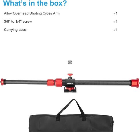 Fomito Adjustable Overheadhoting Cross Arm, Carbon Fiber and Aluminum Alloy, 32", 1/4" and 3/8" Screws, 11 lbs Load Capacity, for Product Photography and Live Top View in Kuwait