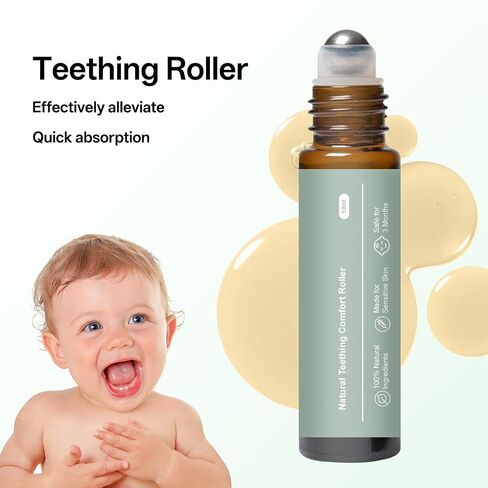 Teething Roller for Babies, Lavender, Chamomile & Coconut Oil Blend, Gentle Teething Care for Fussiness & Bedtime Routine, Easy Roll-On Applicator 2PCS in Kuwait