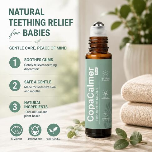 Natural Baby Gum Massage Roller, Chamomile & Rose Oil Blend, Gentle Soothing Roller for Infant Gum Care, Essential Oil Applicator for Daily Baby Care, 2 Pack in Kuwait