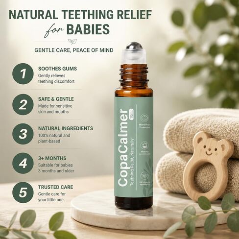 Natural Baby Gum Massage Roller, Chamomile & Rose Oil Blend, Gentle Soothing Roller for Infant Gum Care, Essential Oil Applicator for Daily Baby Care, 2 Pack in Kuwait