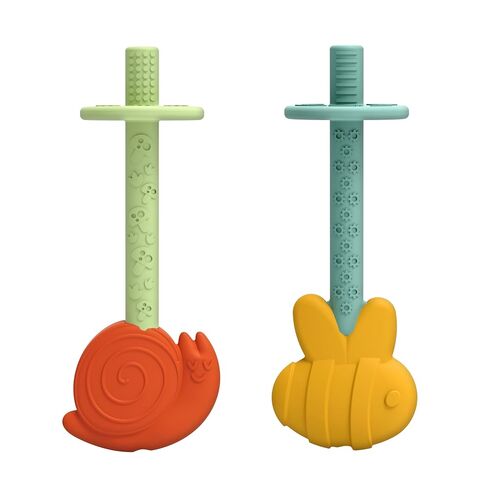Dr. Brown's Teething Tubes for Babies, Bee and Snail, Massaging Silicone Teether Sticks, BPA Free, 3m+, 2-Pack in Kuwait