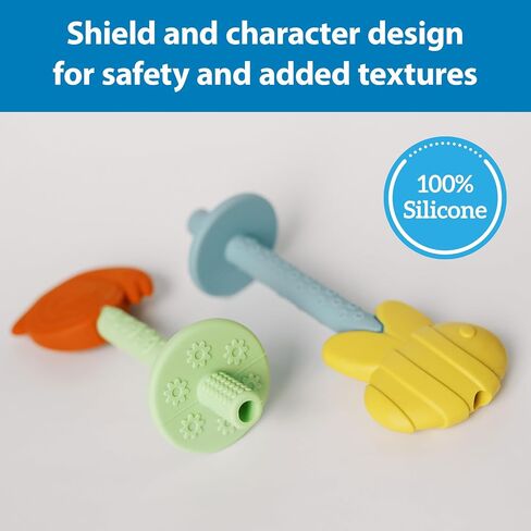 Dr. Brown's Teething Tubes for Babies, Bee and Snail, Massaging Silicone Teether Sticks, BPA Free, 3m+, 2-Pack in Kuwait