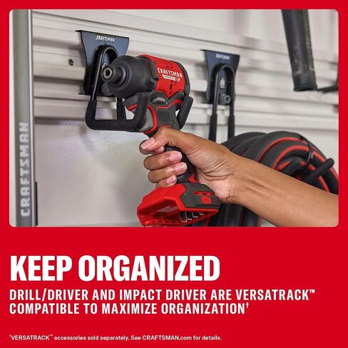 CRAFTSMAN V20 Brushless RP Drill Driver and Impact Driver Compact 2 Tool Combo Kit With 2 x 2ah Battery and Charger, 1900 RPM Power Drill, 2100 Torque Cordless Impact (CMCK1411D2) in Kuwait