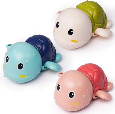 LiKee Bath Toys 3 Pack with 3 Colors | Cute Swimming Turtles Wind Up Toys for Baby Toddlers 1+ Years Old | Floating Bath & Pool Toys for Kids Age 1-3-5 | Baby Shower & Birthday Gift (Boys Girls) in Kuwait