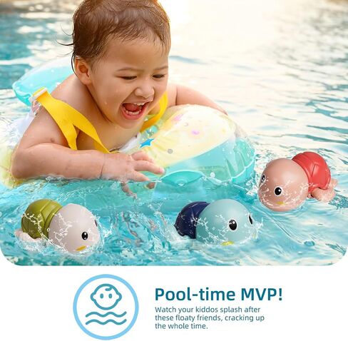 LiKee Bath Toys 3 Pack with 3 Colors | Cute Swimming Turtles Wind Up Toys for Baby Toddlers 1+ Years Old | Floating Bath & Pool Toys for Kids Age 1-3-5 | Baby Shower & Birthday Gift (Boys Girls) in Kuwait