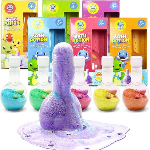 SWCANDY Bath Toys Kids Bath Bombs Potion, 6 Pack Non-Toxic Bathtub Colorful Foam Bubble Science Sensory Bath Play Soap Magical Fizzes Eruption Tub Safe and Stain Free for Ages 3+ Boys Girls Toddlers in Kuwait
