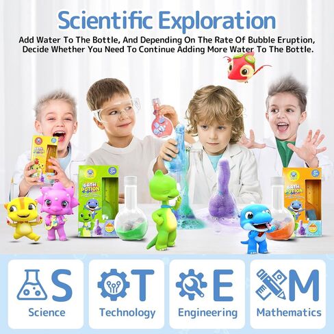 SWCANDY Bath Toys Kids Bath Bombs Potion, 6 Pack Non-Toxic Bathtub Colorful Foam Bubble Science Sensory Bath Play Soap Magical Fizzes Eruption Tub Safe and Stain Free for Ages 3+ Boys Girls Toddlers in Kuwait