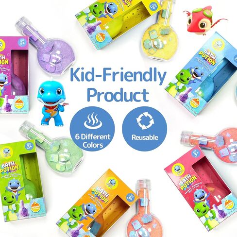 SWCANDY Bath Toys Kids Bath Bombs Potion, 6 Pack Non-Toxic Bathtub Colorful Foam Bubble Science Sensory Bath Play Soap Magical Fizzes Eruption Tub Safe and Stain Free for Ages 3+ Boys Girls Toddlers in Kuwait