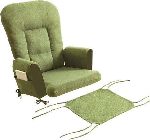 Boshen 5PCS Glider Rocker Replacement Cushions with Ottoman Cover, 3.5" Thick High Back Rocking Chair Cushion Set with Side Pockets for Indoor Nursery Glider Chair, Washable and Non Slip, Green in Kuwait