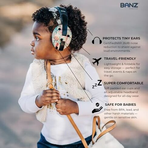 BANZ Baby Earmuffs Infant Hearing Protection – Ages 0-2+ Years–The Best Earmuffs for Babies & Toddlers–Industry Leading Noise Reduction Rating–Soft & Comfortable–Baby Ear Protection INCLUDES CASE in Kuwait
