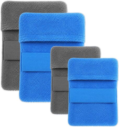 Sand Remover for Beach 4 Pcs Soft Sand Wipe Off Mitts for Beach Portable Sands Remover Cleaner Pouch for Camping, Outdoor, Summer, Travel, Trip, Beaches Vacation Essentials Supplies Beaches Must Haves in Kuwait