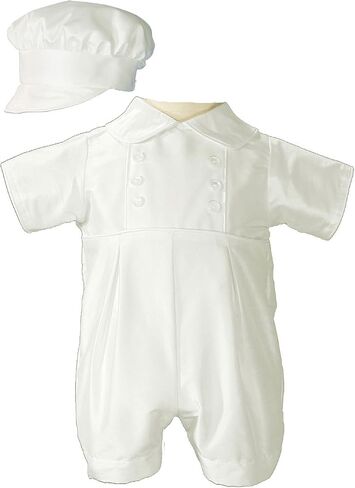 Baby Boys Silk Christening Outfit Christening Baptism Romper with Bonnet Hat in Kuwait