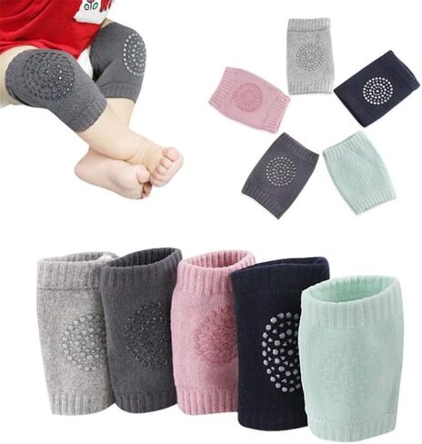 Baby Crawling Anti-Slip Knee Pads, Adjustable Breathable Cotton Baby Toddlers Anti-fall Knee/Elbows Socks Set Unisex, For Babies Infant Toddler Boys And Girls Safety Protector 5 Pairs in Kuwait