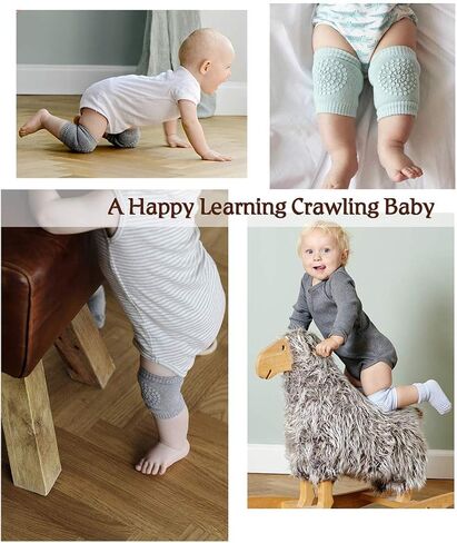Baby Crawling Anti-Slip Knee Pads, Adjustable Breathable Cotton Baby Toddlers Anti-fall Knee/Elbows Socks Set Unisex, For Babies Infant Toddler Boys And Girls Safety Protector 5 Pairs in Kuwait