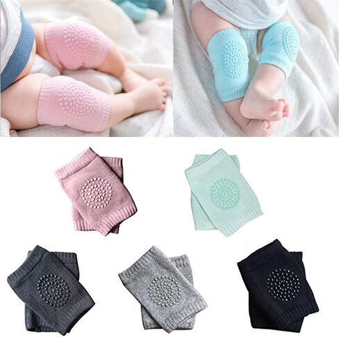 Baby Crawling Anti-Slip Knee Pads, Adjustable Breathable Cotton Baby Toddlers Anti-fall Knee/Elbows Socks Set Unisex, For Babies Infant Toddler Boys And Girls Safety Protector 5 Pairs in Kuwait