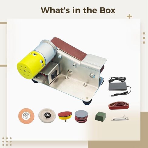 Mini Electric Belt Sander Grinder Set, 110/220V Bench Belt Sander with Polishing Wheel, Grinding Wheel, Polishing Disc, 10 Sanding Belts, for Knife Sharpening and Woodworking in Kuwait