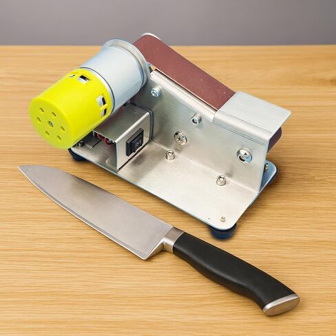 Mini Electric Belt Sander, 110/220V Bench Sander Set with Polishing Wheel, Grinding Wheel, Polishing Disc, 10 Sanding Belts for Knife Sharpening, Woodworking in Kuwait