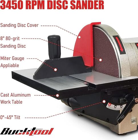 4x36 Belt and 8 Disc Sander Combo with Rotating Base, Dust Collection System, 34" Direct Drive Benchtop for Woodworking - Perfect for DIY and Professional Use in Kuwait