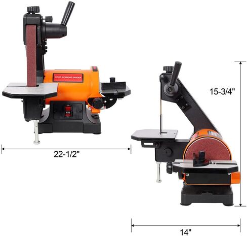Belt & Disc Sander Combo with 1" x 30" Belt and 5" Disc, Benchtop Belt Sander with Adjustable Cast Aluminum Worktables, Miter Gauge & Dual Dust Ports for Woodworking Metalworking in Kuwait