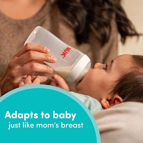 NUK Perfect Match Glass Natural + Anti-Colic Bottle, 4 oz. Glass Baby Bottles with SafeTemp Temperature Indicator, Newborn Essentials, 3-Pack in Kuwait