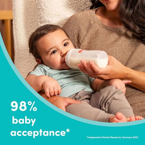 NUK Perfect Match Glass Natural + Anti-Colic Bottle, 4 oz. Glass Baby Bottles with SafeTemp Temperature Indicator, Newborn Essentials, 3-Pack in Kuwait