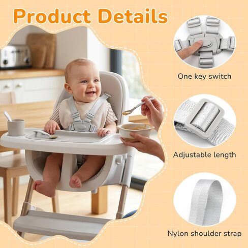 High Chair Straps Compatible with Graco Everystep 6 in 1 High Chair, Replacement Straps High Chair Harness Fit for Graco Highchairs, Universal Adjustable 5 Point High Chair Harness Belt Accessories in Kuwait