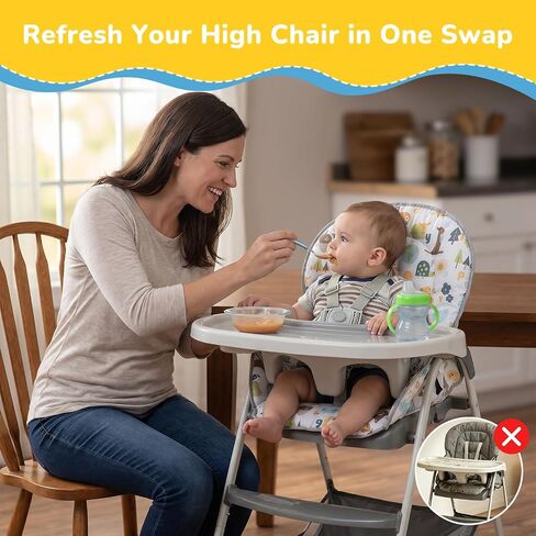 High Chair Cover Replacement Fit for Graco Evenflo with High Chair Straps | Non Slip Waterproof High Chair Insert for Baby Trend Ingenuity, Machine Washable HighChair Cushion with 5 Point Harness Strap in Kuwait
