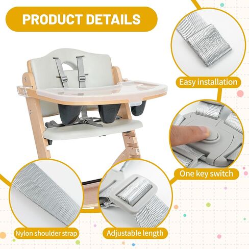 High Chair Straps Replacement Compatible with Abiie Beyond Junior High Chair, 5-Point Adjustable Harness Straps, Easy to Install Belt, High Chair Accessory in Kuwait
