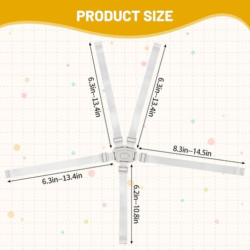 High Chair Straps Replacement Compatible with Abiie Beyond Junior High Chair, 5-Point Adjustable Harness Straps, Easy to Install Belt, High Chair Accessory in Kuwait