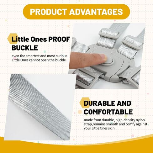 High Chair Straps Replacement Compatible with Abiie Beyond Junior High Chair, 5-Point Adjustable Harness Straps, Easy to Install Belt, High Chair Accessory in Kuwait