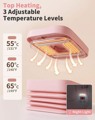 Portable Collapsible Wipes Warmer,Travel USB Wipe Heater,3 Temperature | Even Heating Dispenser with Soft Night Light,Compact Size Fits Most Wipes Brands(No Battery and Adapter) in Kuwait