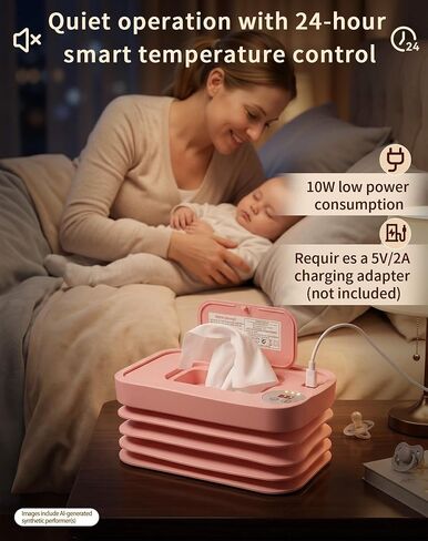 Portable Collapsible Wipes Warmer,Travel USB Wipe Heater,3 Temperature | Even Heating Dispenser with Soft Night Light,Compact Size Fits Most Wipes Brands(No Battery and Adapter) in Kuwait