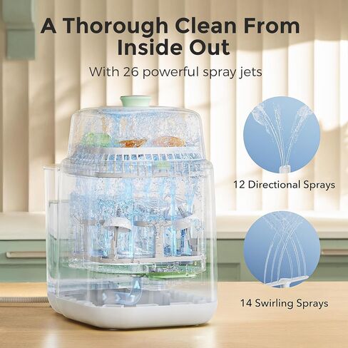 Momcozy KleanPal Pro All-in-One Bottle Washer, Sterilizer & Dryer - Matte | New Matte White Design, 26 Powerful Spray Jets, 9 Cleaning Modes, 72 Hours Storage, built for new parents' everyday feeding in Kuwait