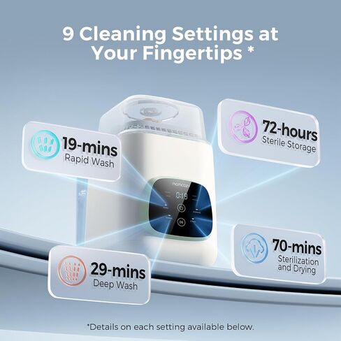 Momcozy KleanPal Pro All-in-One Bottle Washer, Sterilizer & Dryer - Matte | New Matte White Design, 26 Powerful Spray Jets, 9 Cleaning Modes, 72 Hours Storage, built for new parents' everyday feeding in Kuwait