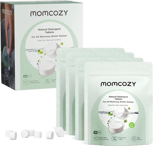 Momcozy Official Natural Detergent Tablets for Baby Bottle Washer, Powerful Plant-Based Formula, Safe & Residue-Free Washing Block, 120 Tablets in Kuwait