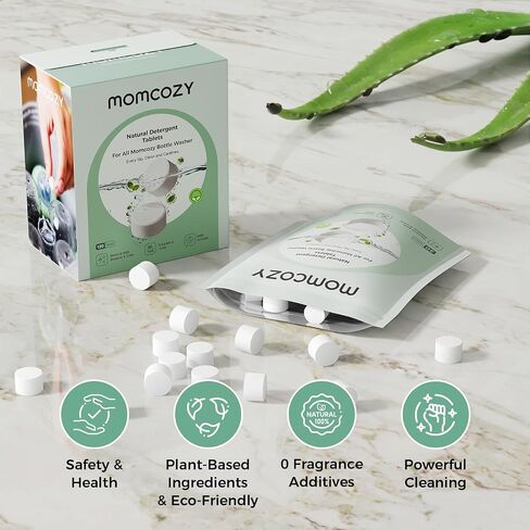 Momcozy Official Natural Detergent Tablets for Baby Bottle Washer, Powerful Plant-Based Formula, Safe & Residue-Free Washing Block, 120 Tablets in Kuwait