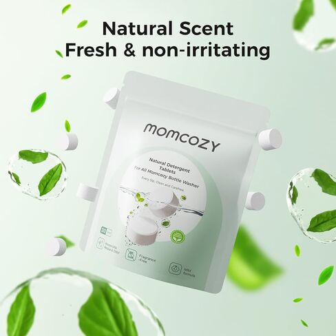 Momcozy Official Natural Detergent Tablets for Baby Bottle Washer, Powerful Plant-Based Formula, Safe & Residue-Free Washing Block, 120 Tablets in Kuwait