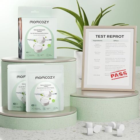 Momcozy Official Natural Detergent Tablets for Baby Bottle Washer, Powerful Plant-Based Formula, Safe & Residue-Free Washing Block, 120 Tablets in Kuwait